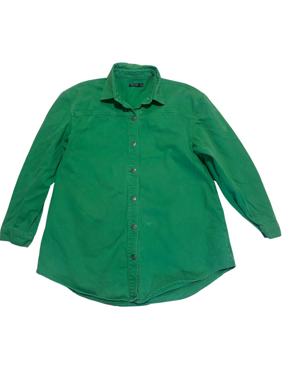 Nasty Gal Kelly Green Button-Front Shirt Dress
